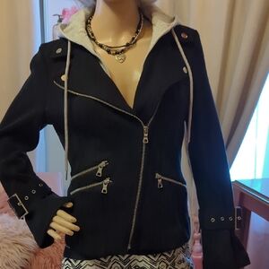 INC Moto Jacket With Hoodie